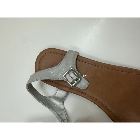 Rampage Womens Sandals Size Unknown Gray Thong Gemmed Side Buckle Flat - Picture 8 of 13